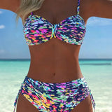 Bikini s ramienkami, abstraktný potlač