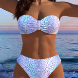 Bikini s leopardím vzorom typu bandeau