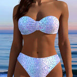 Bikini s leopardím vzorom typu bandeau