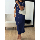 ALINA™ - Elegantné formálne midi šaty s okrúhlym výstrihom
