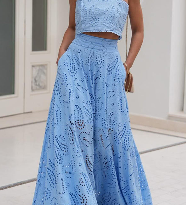 Larissa™ Vyšívaný top a maxi sukňa s vysokým pásom | Elegantný dvojdielny outfit