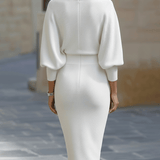 Clarisse™ — Elegantná midi šaty s drapériou, nadčasový kúsok