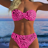 Sexy bikiny s leopardím vzorom v dvoch častiach