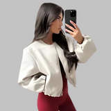 DHANE™ - Šik dlhý rukáv zips crop top bunda