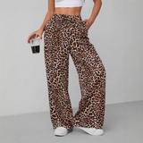 SYALA™ - Vintage Leopard Viazanie Predné Široké Nohavice