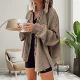 FAYE™ - Pohodlná voľná bunda s batwing rukávmi a gombíkmi