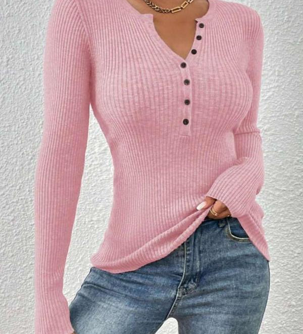 SHASHA™ - Elegantný Chic Slim Fit Dlhý Rukáv Okrúhly Výstrih Topy