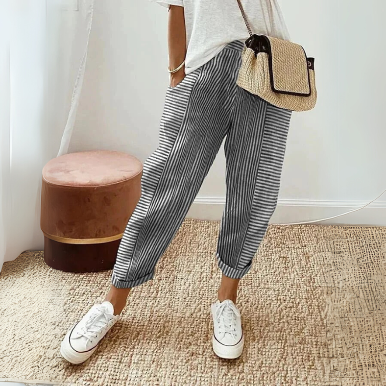 FLORIANE™ - Uvoľnené Boho pruhované nohavice