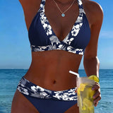 Bikini Tief V Modro Biele S Vzorom