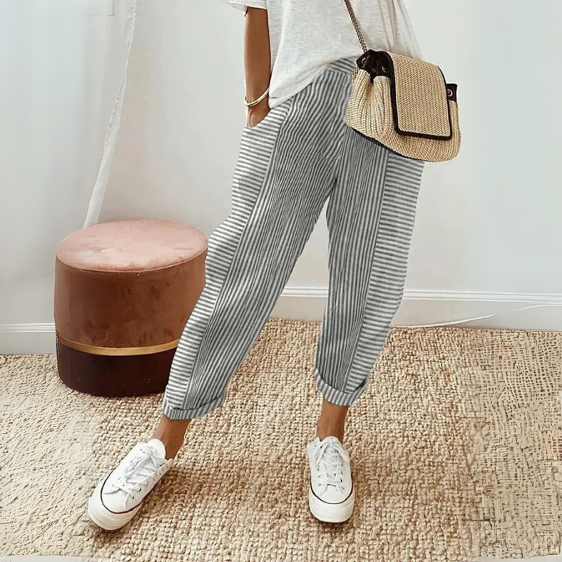 FLORIANE™ - Uvoľnené Boho pruhované nohavice