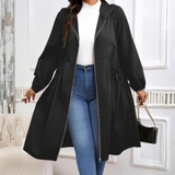 AVRIL™ - Voľný plus size kabát s kapucňou a zipsom s dlhým rukávom