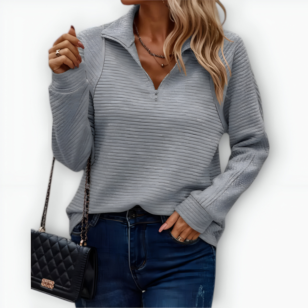 Selvieraine | Elegantný pulóver s polovičným zipsom