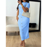 ALINA™ - Elegantné formálne midi šaty s okrúhlym výstrihom