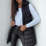 Ravielle | Voľný dlhý vest s kapucňou