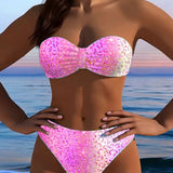 Bikini s leopardím vzorom typu bandeau