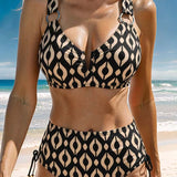 Vintage bikiny s geometrickým vzorom