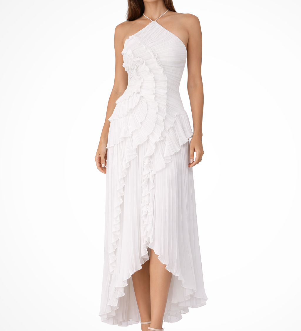 Imogen | Maxi šaty bez rukávov s volánmi