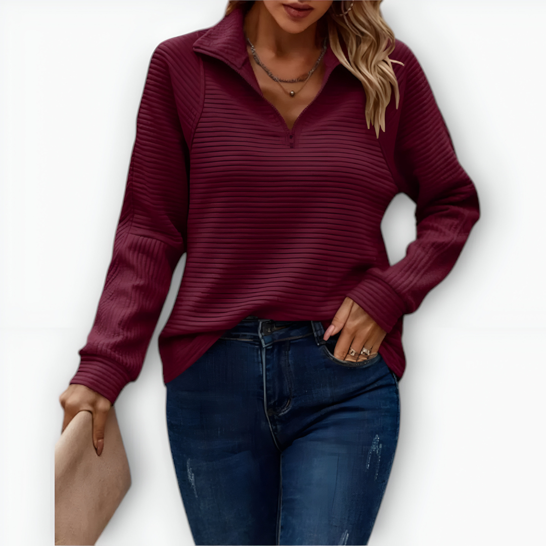 Selvieraine | Elegantný pulóver s polovičným zipsom