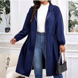 AVRIL™ - Voľný plus size kabát s kapucňou a zipsom s dlhým rukávom