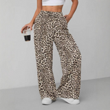 SYALA™ - Vintage Leopard Viazanie Predné Široké Nohavice