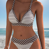 Pruhované bikiny s bodkami