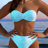 Bikini s leopardím vzorom typu bandeau