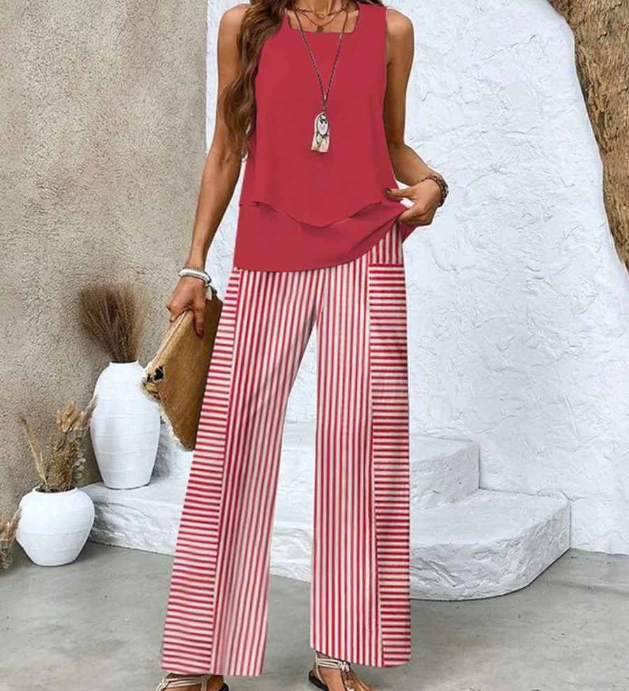 Juliette™ Elegantný Dvojdielny Set | Prúdiaca Blúzka a Nohavice s Širokými Nohavicami