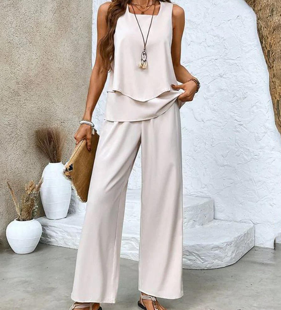 Juliette™ Elegantný Dvojdielny Set | Prúdiaca Blúzka a Nohavice s Širokými Nohavicami