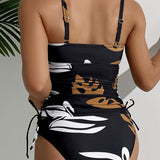 Tankini Retro Tlač Sexy Šnurovanie