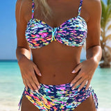 Bikini s ramienkami, abstraktný potlač