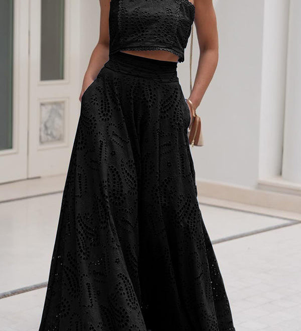 Larissa™ Vyšívaný top a maxi sukňa s vysokým pásom | Elegantný dvojdielny outfit