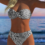 Sexy bikiny s leopardím vzorom v dvoch častiach