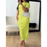 ALINA™ - Elegantné formálne midi šaty s okrúhlym výstrihom