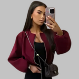DHANE™ - Šik dlhý rukáv zips crop top bunda