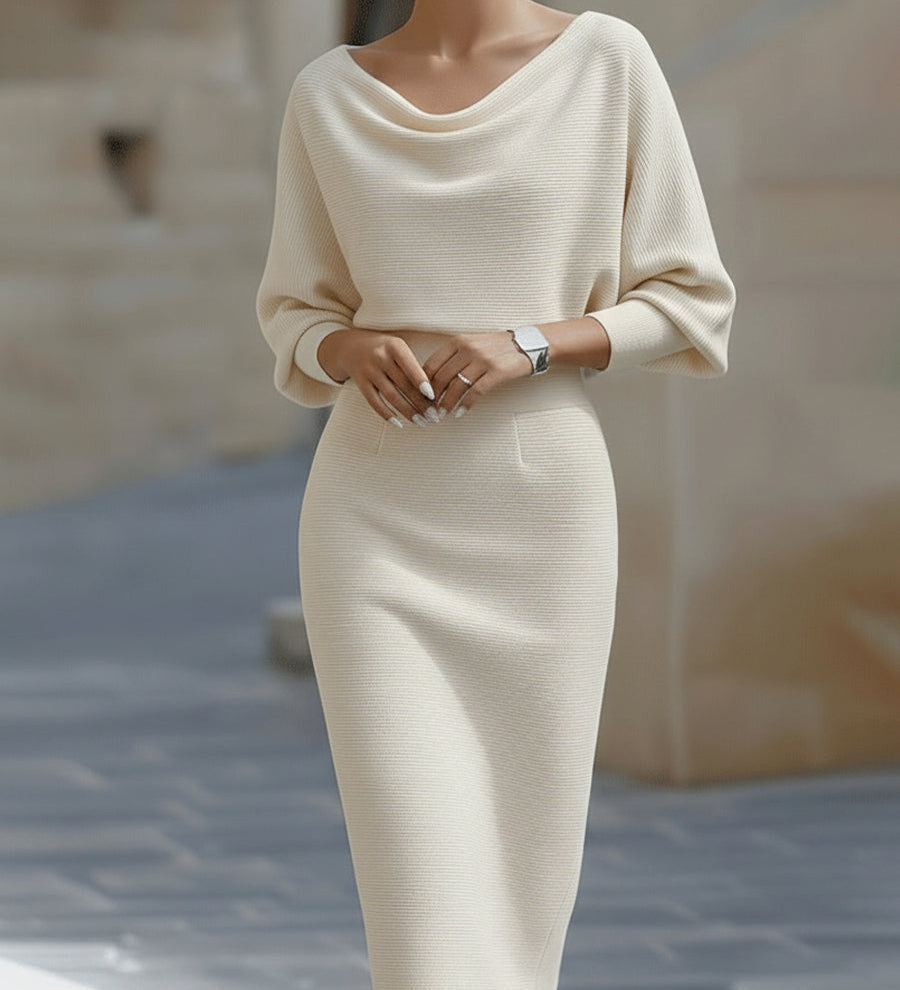 Clarisse™ — Elegantná midi šaty s drapériou, nadčasový kúsok