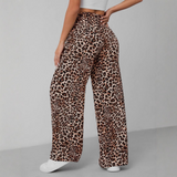 SYALA™ - Vintage Leopard Viazanie Predné Široké Nohavice