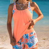 Tankini top bez rukávov s potlačenými šortkami