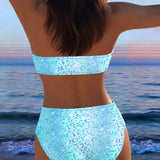 Bikini s leopardím vzorom typu bandeau