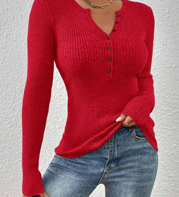 SHASHA™ - Elegantný Chic Slim Fit Dlhý Rukáv Okrúhly Výstrih Topy