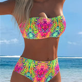 Bikiny bez ramienok s potlačou