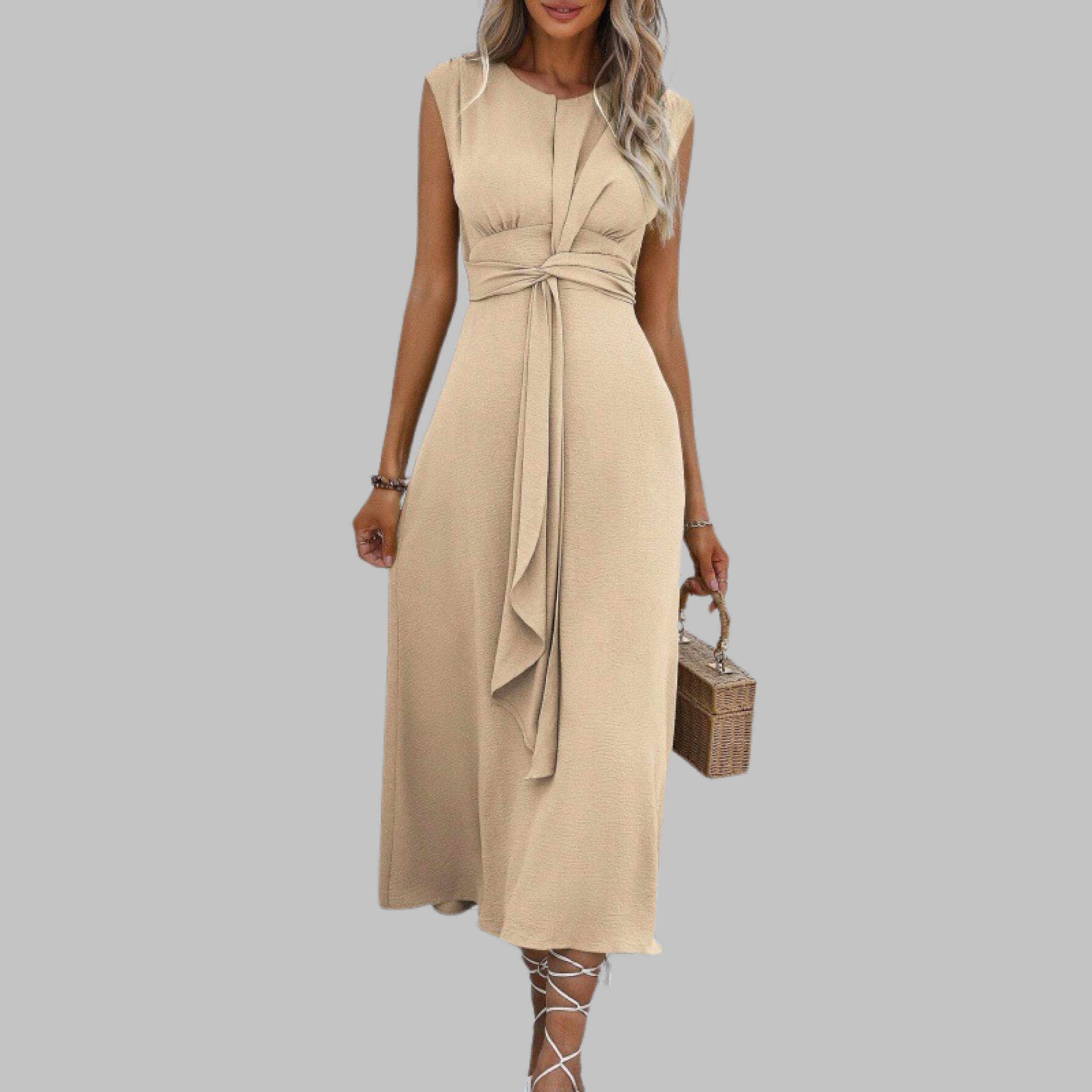 REESE™ - Elegantné Maxi Šaty bez Rukávov s Okrúhlym Výstrihom