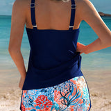 Tankini top bez rukávov s potlačenými šortkami