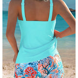 Tankini top bez rukávov s potlačenými šortkami