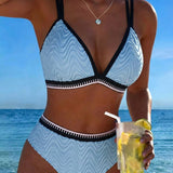 Bikini s blokom farieb a dvojitými štruktúrovanými ramienkami