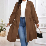 AVRIL™ - Voľný plus size kabát s kapucňou a zipsom s dlhým rukávom