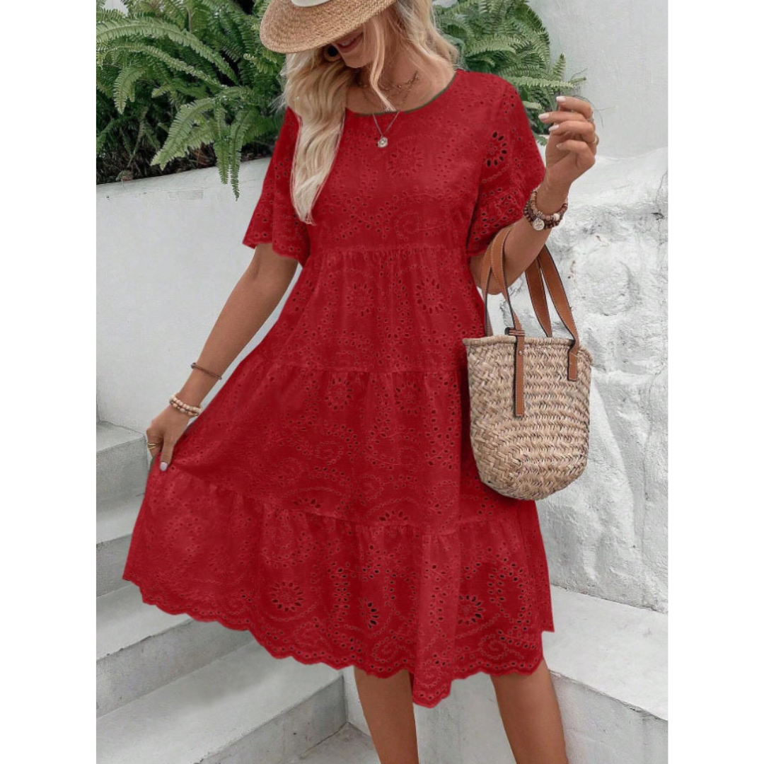 RAEMI™ – Elegantná Boho letná šaty s okrúhlym výstrihom