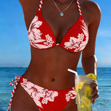 Jednoduché Sexy Bikiní s Halter Výstrihom