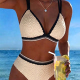 Bikini s blokom farieb a dvojitými štruktúrovanými ramienkami