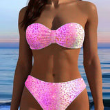 Bikini s leopardím vzorom typu bandeau