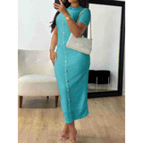 ALINA™ - Elegantné formálne midi šaty s okrúhlym výstrihom